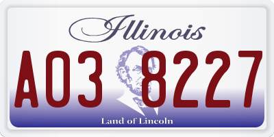 IL license plate A038227