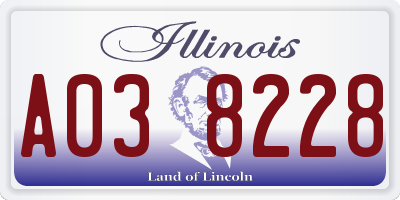IL license plate A038228