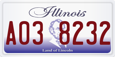 IL license plate A038232