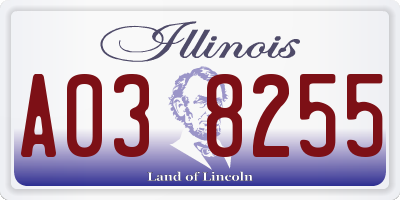 IL license plate A038255