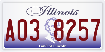 IL license plate A038257