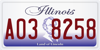 IL license plate A038258