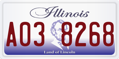 IL license plate A038268