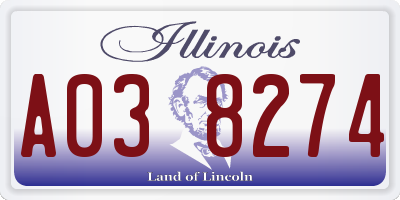 IL license plate A038274