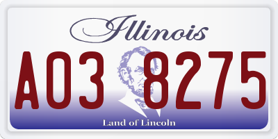 IL license plate A038275