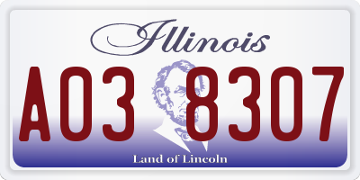 IL license plate A038307