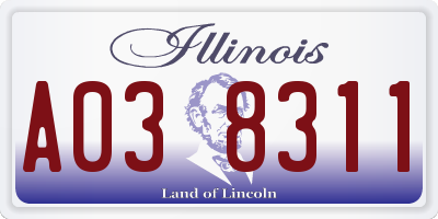 IL license plate A038311