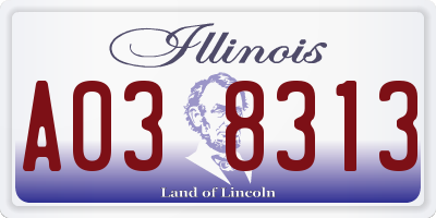 IL license plate A038313