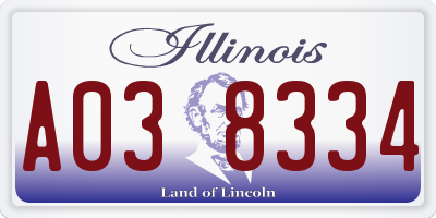 IL license plate A038334