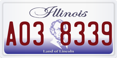 IL license plate A038339