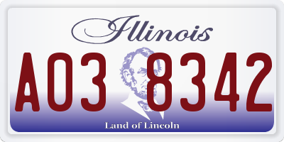 IL license plate A038342