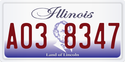 IL license plate A038347
