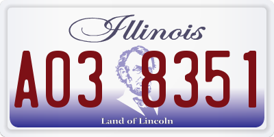 IL license plate A038351