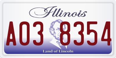 IL license plate A038354