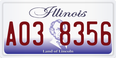 IL license plate A038356