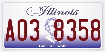 IL license plate A038358