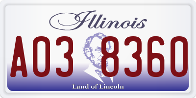 IL license plate A038360