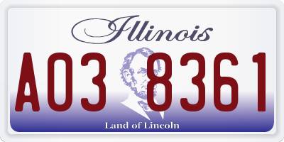IL license plate A038361