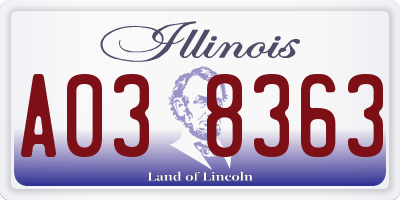 IL license plate A038363