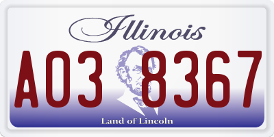 IL license plate A038367