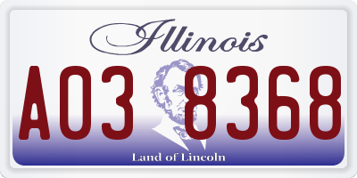 IL license plate A038368