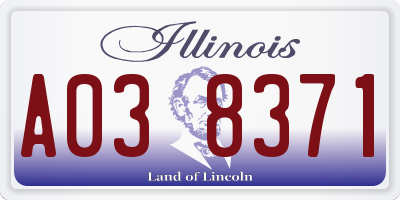 IL license plate A038371