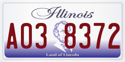 IL license plate A038372