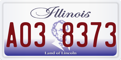 IL license plate A038373