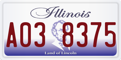 IL license plate A038375