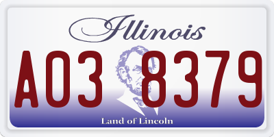 IL license plate A038379