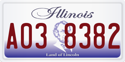 IL license plate A038382