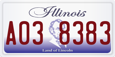 IL license plate A038383