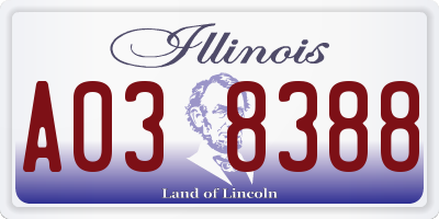 IL license plate A038388