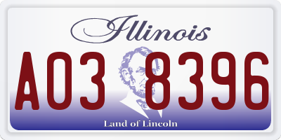 IL license plate A038396