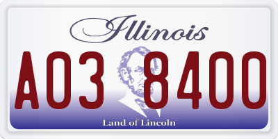 IL license plate A038400