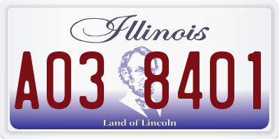 IL license plate A038401