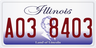 IL license plate A038403