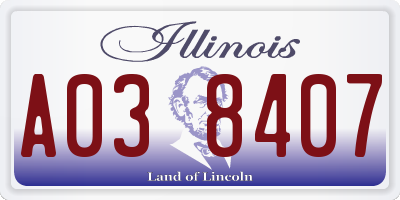 IL license plate A038407
