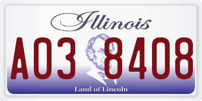IL license plate A038408