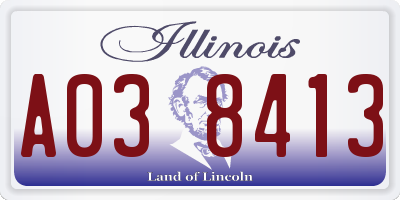 IL license plate A038413
