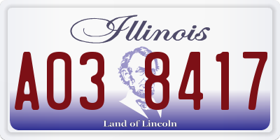 IL license plate A038417