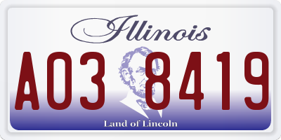 IL license plate A038419
