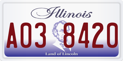 IL license plate A038420