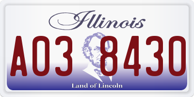 IL license plate A038430
