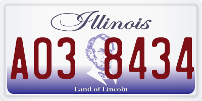 IL license plate A038434