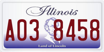 IL license plate A038458