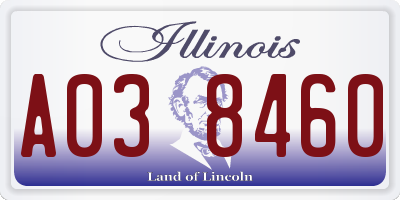 IL license plate A038460