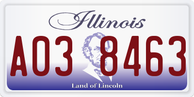 IL license plate A038463