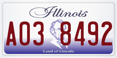 IL license plate A038492