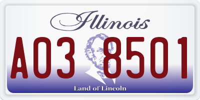 IL license plate A038501